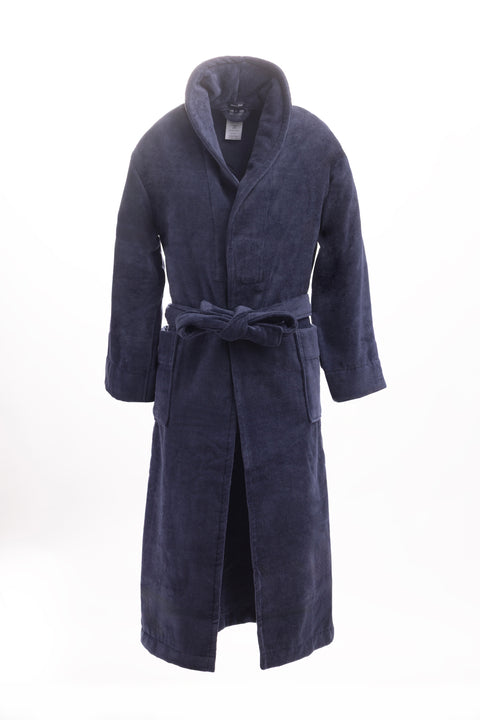 Embroidered navy cotton terry bathrobe - A SHOOTER - Image 2