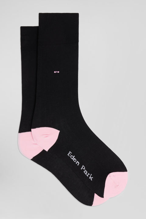 Black cotton blend socks with pink reinforcements - Image 1