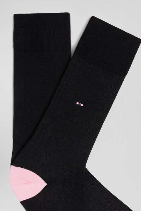 Black cotton blend socks with pink reinforcements - Image 2