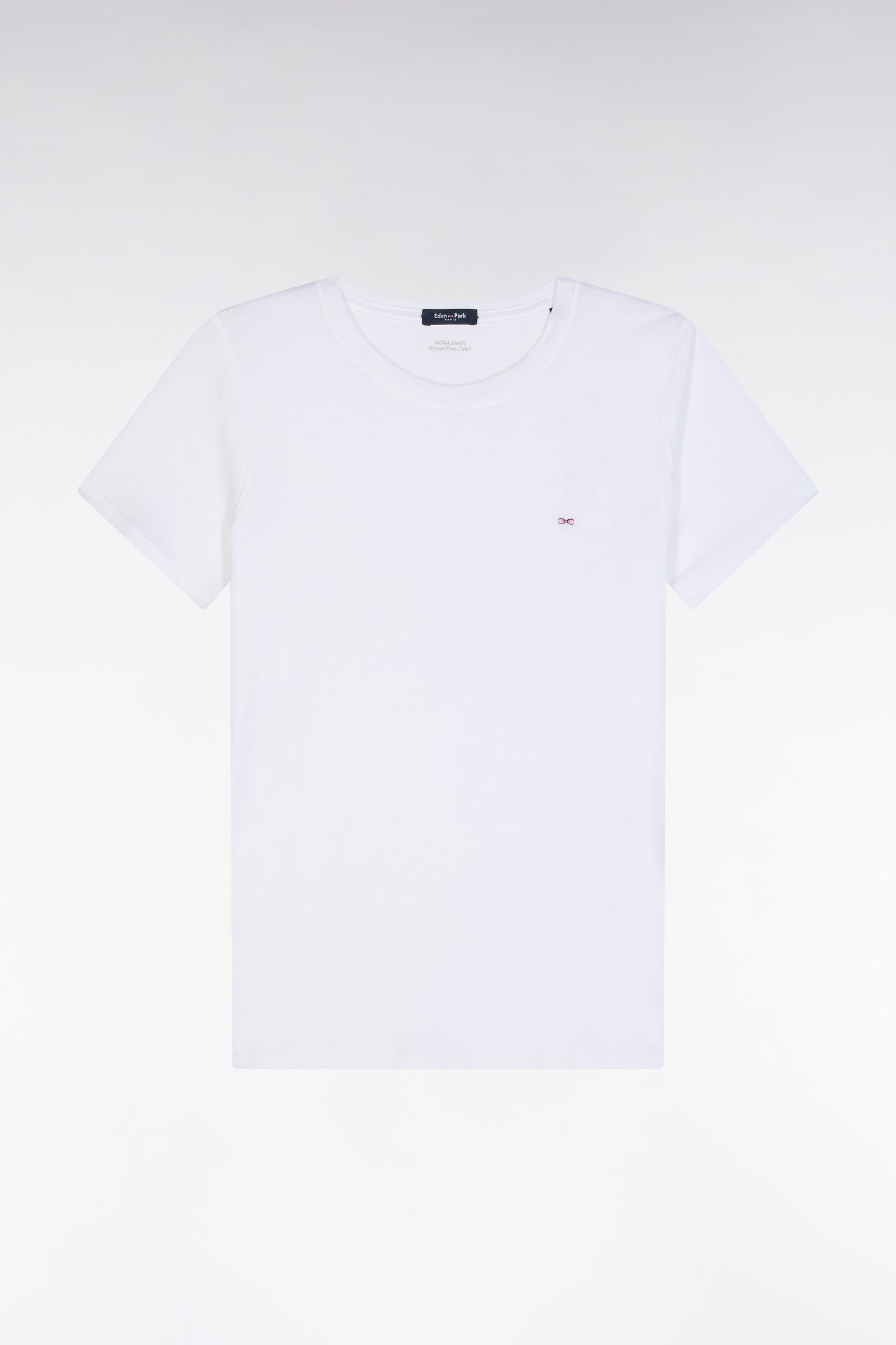 Round-neck T-shirt in lightweight white Pima cotton jersey, straight cut