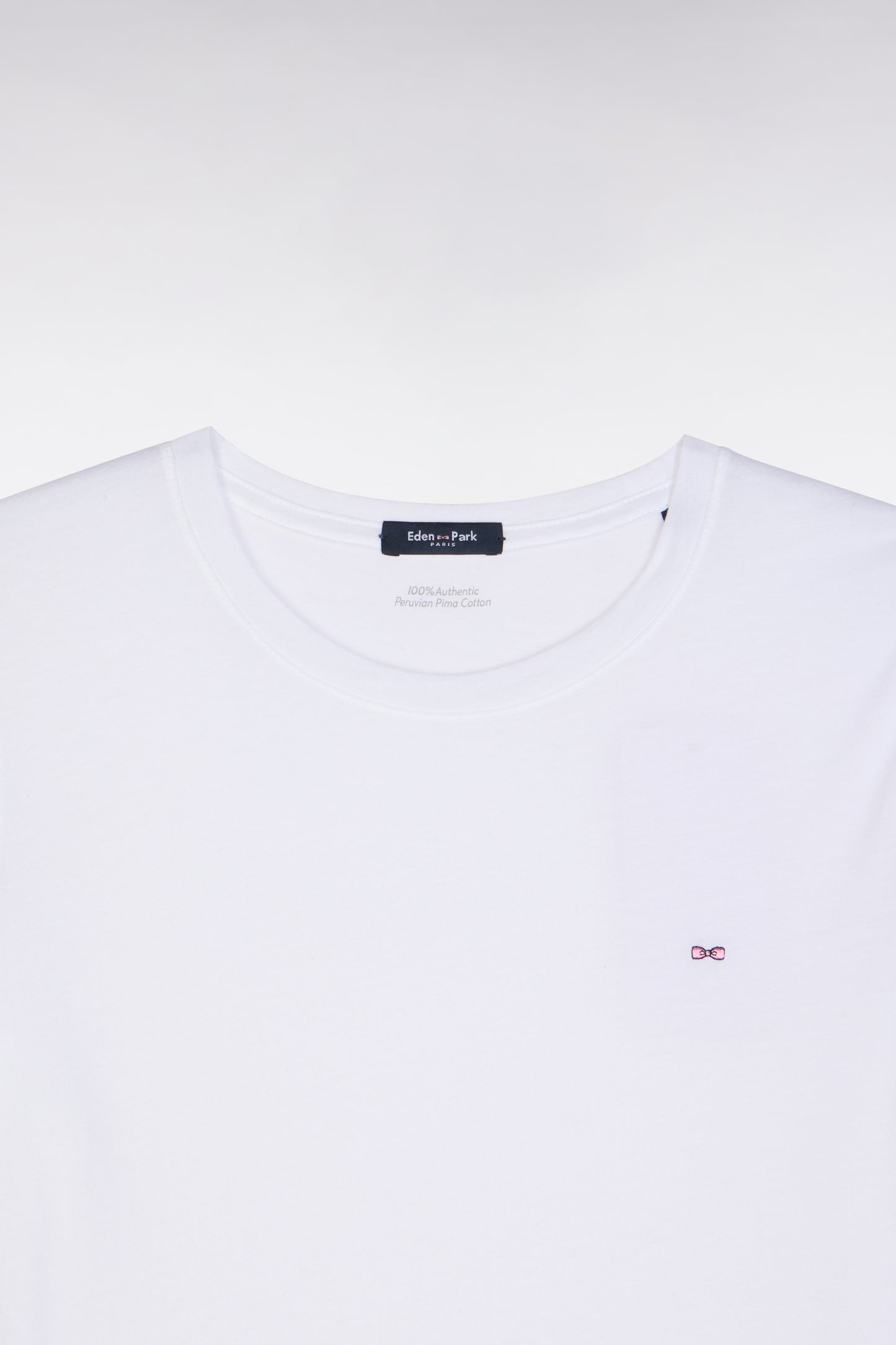 Round-neck T-shirt in lightweight white Pima cotton jersey, straight cut