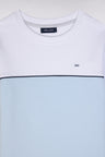 Straight-fit two-tone sweatshirt in sky blue and white cotton
