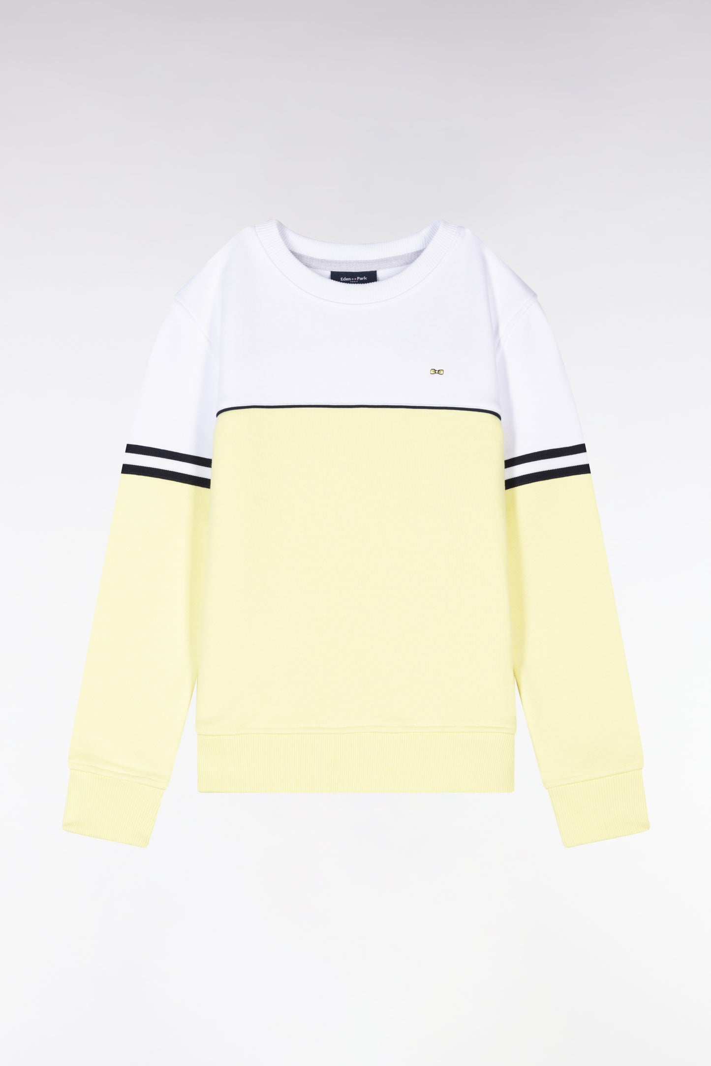Straight-fit two-tone sweatshirt in yellow and white cotton