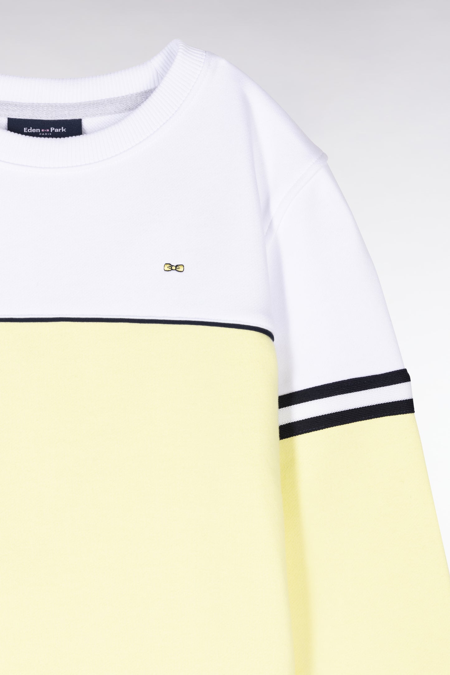 Straight-fit two-tone sweatshirt in yellow and white cotton