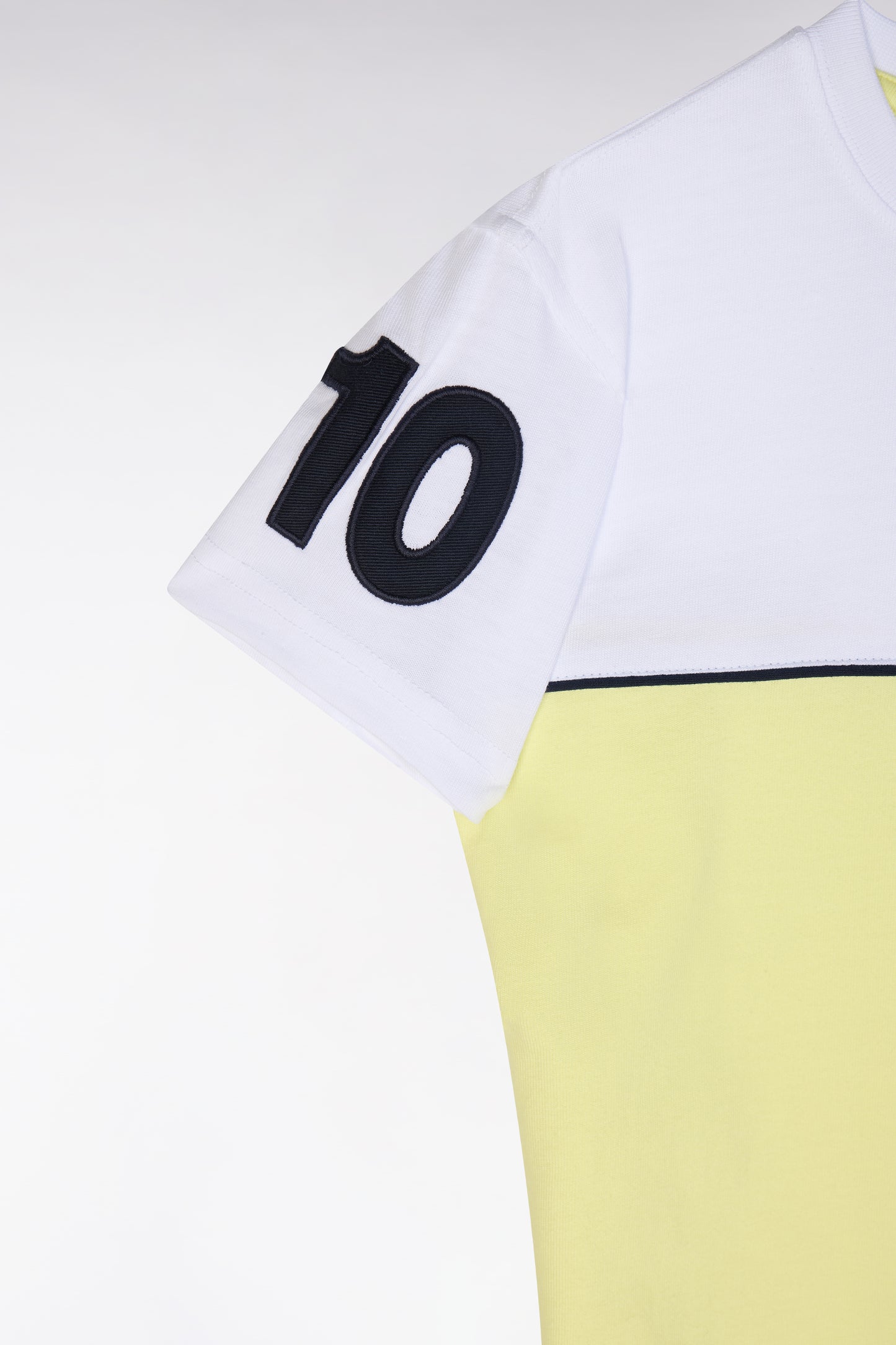 Yellow cotton two-tone T-shirt, straight cut