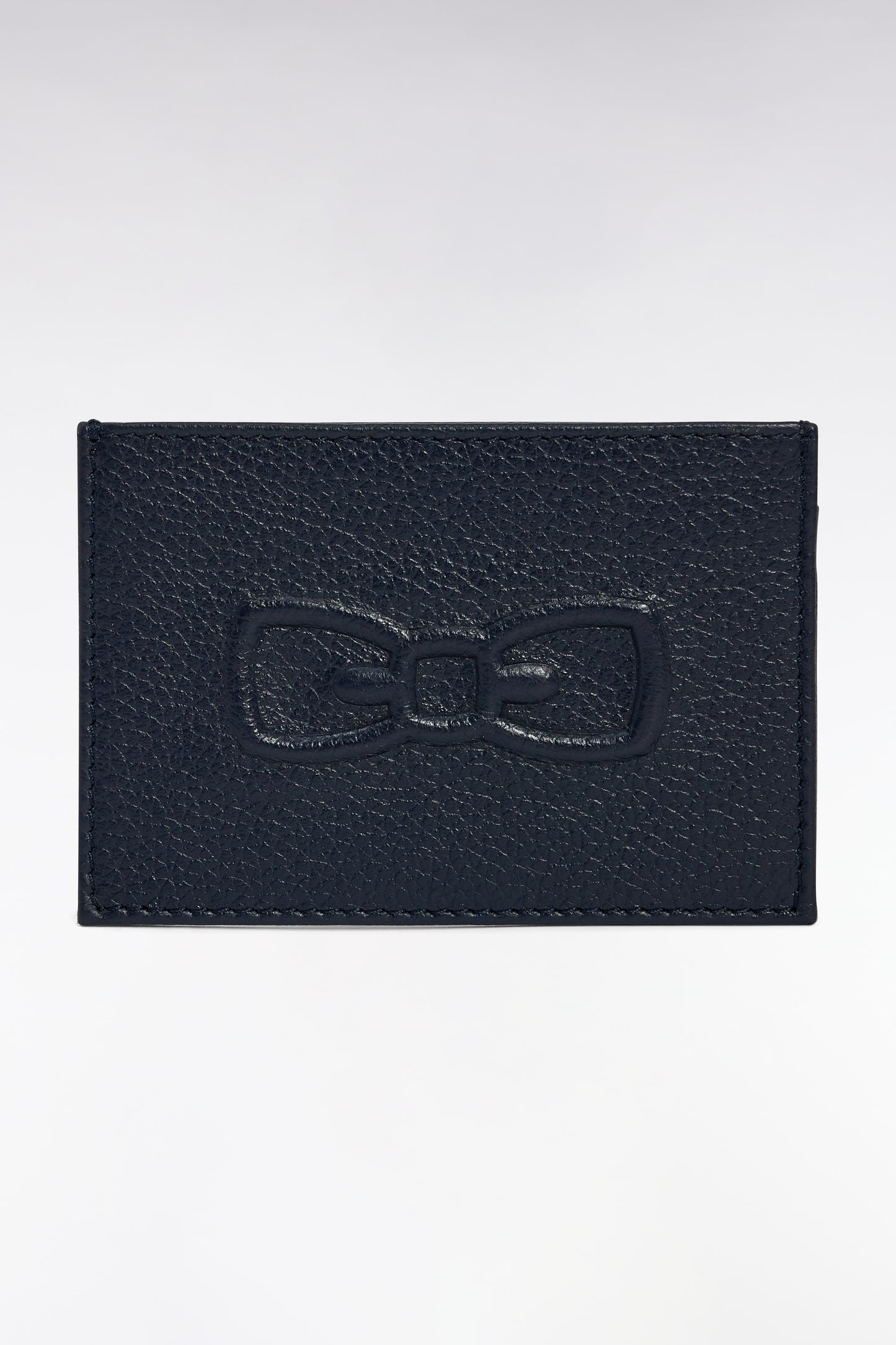 Navy grained leather card holder