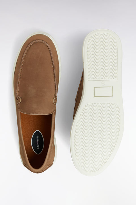 Loafers with sneakers soles in camel suede leather - Image 3