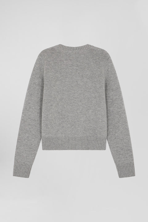 Regular grey round-neck wool and cashmere jumper - Image 2