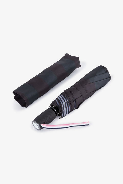 Navy folding umbrella with stripes - Image 2