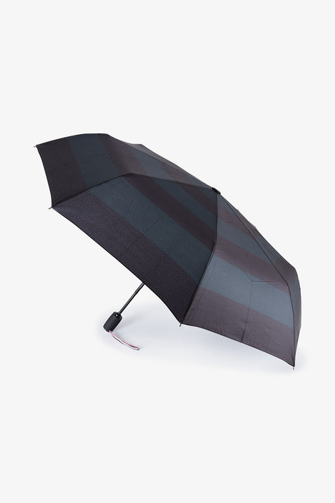 Navy folding umbrella with stripes - Image 3