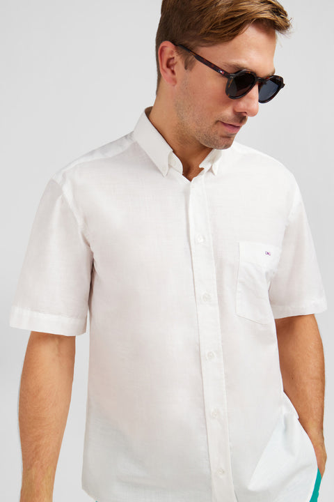 White shirt in cotton dobby - Image 3