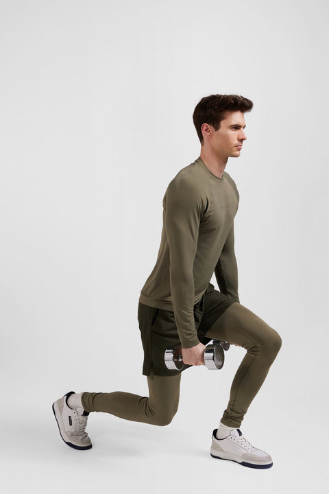 Khaki green stretch sports jogging bottoms - Image 1