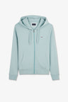 Green fleece zipped hoodie with bow tie embroidery