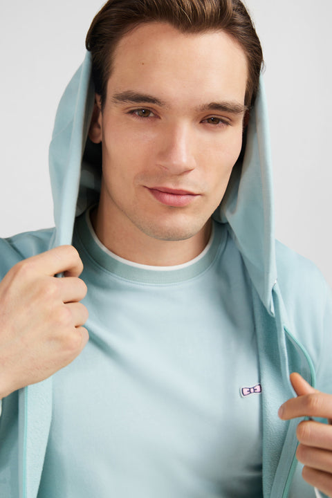 Green fleece zipped hoodie with bow tie embroidery - Image 3