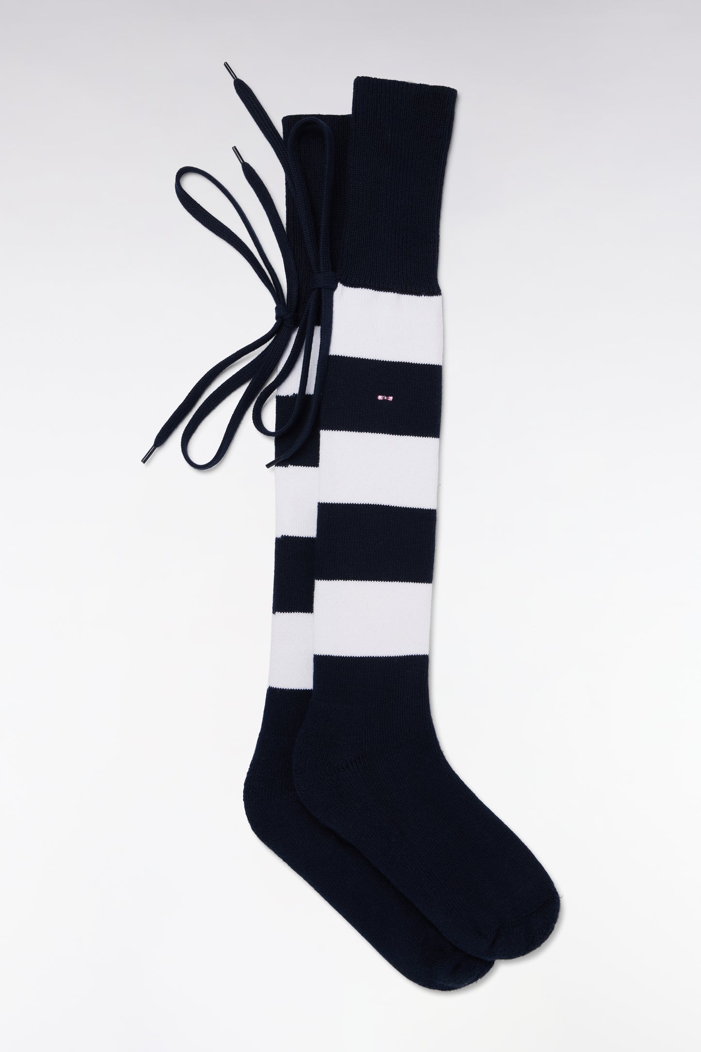 Navy and white full-rimmed rugby socks