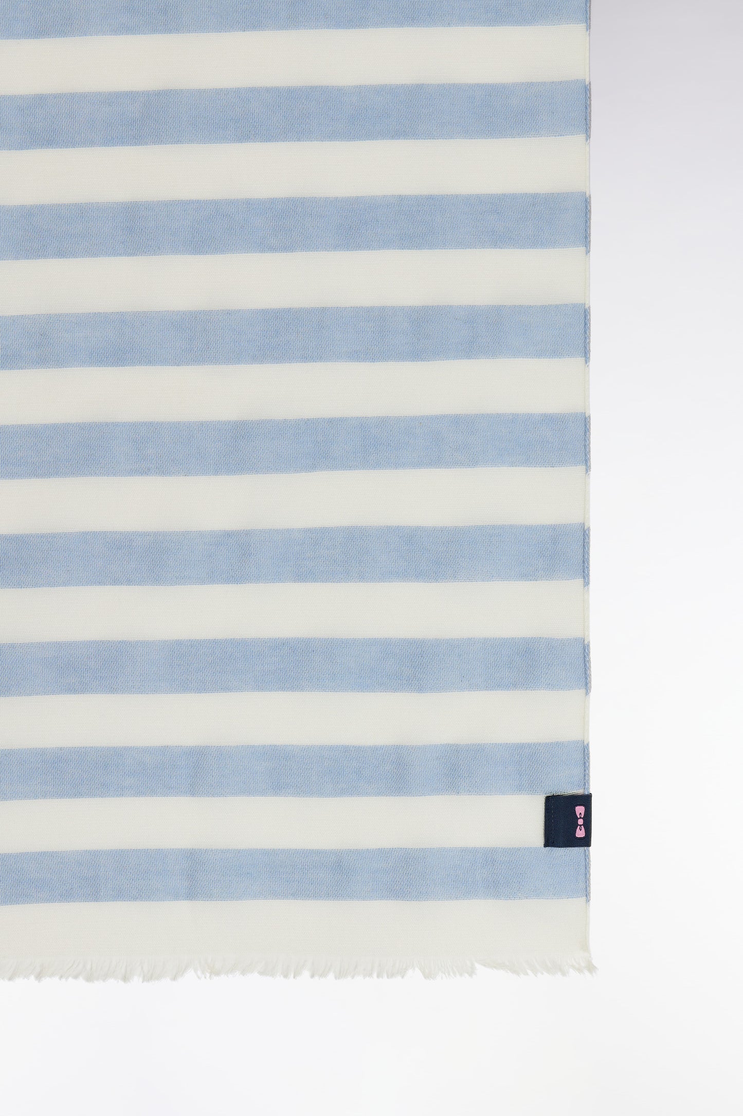 Cotton blend scarf with sky blue pinstripes