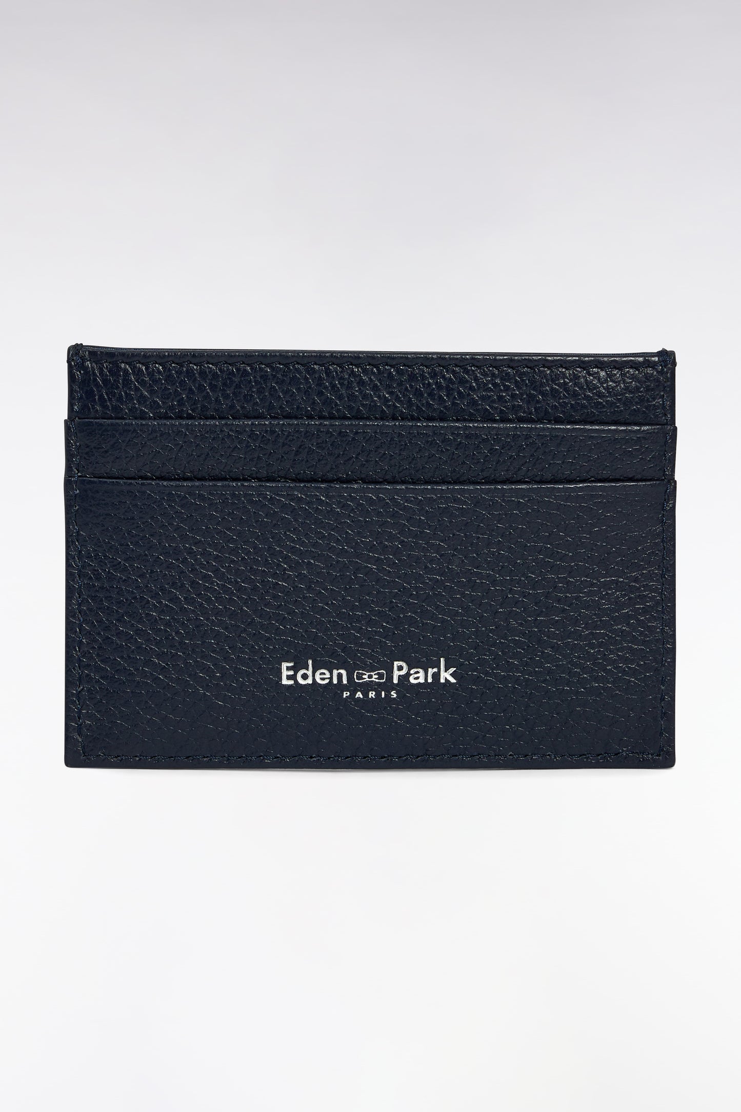 Navy grained leather card holder