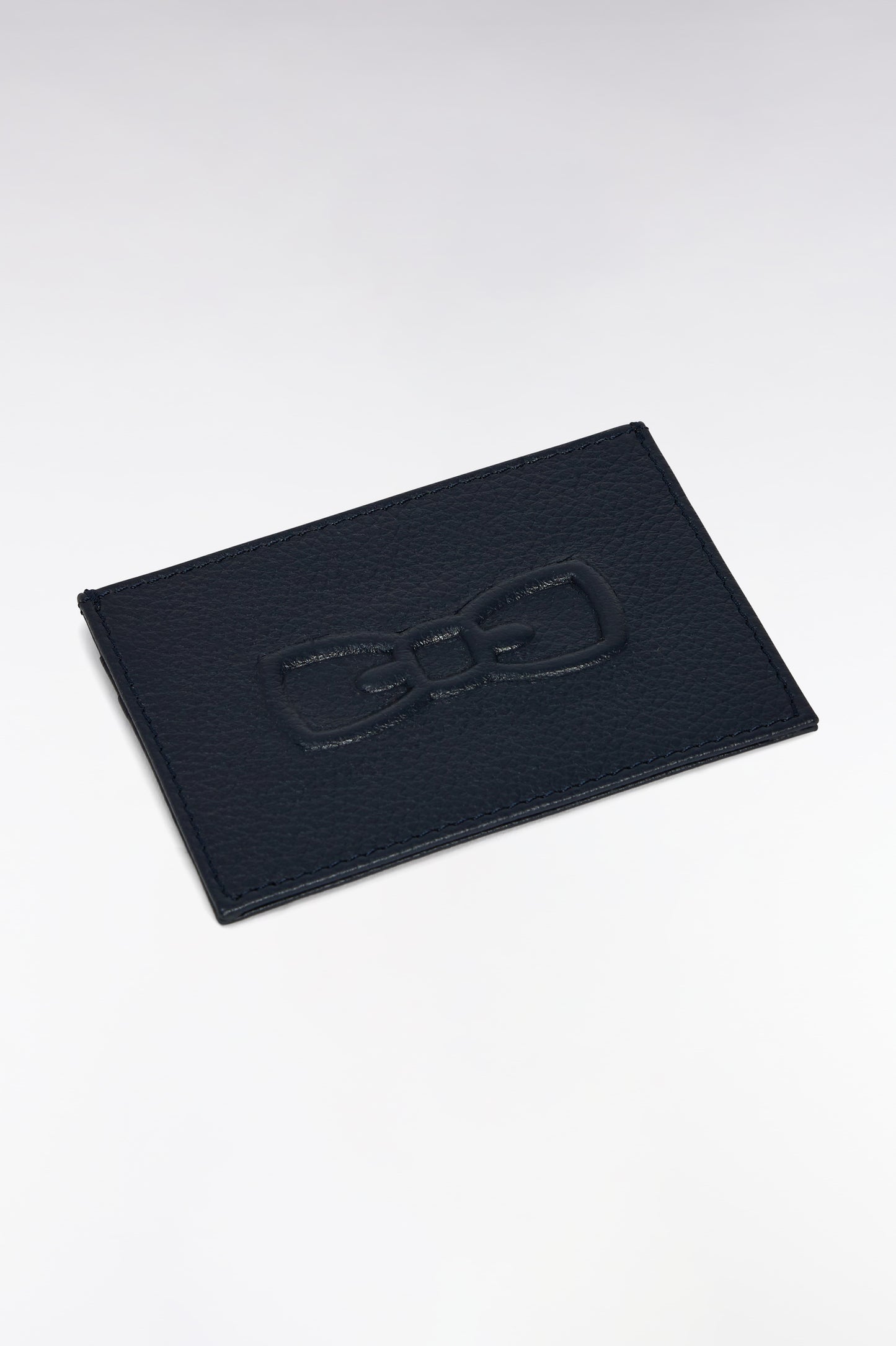 Navy grained leather card holder