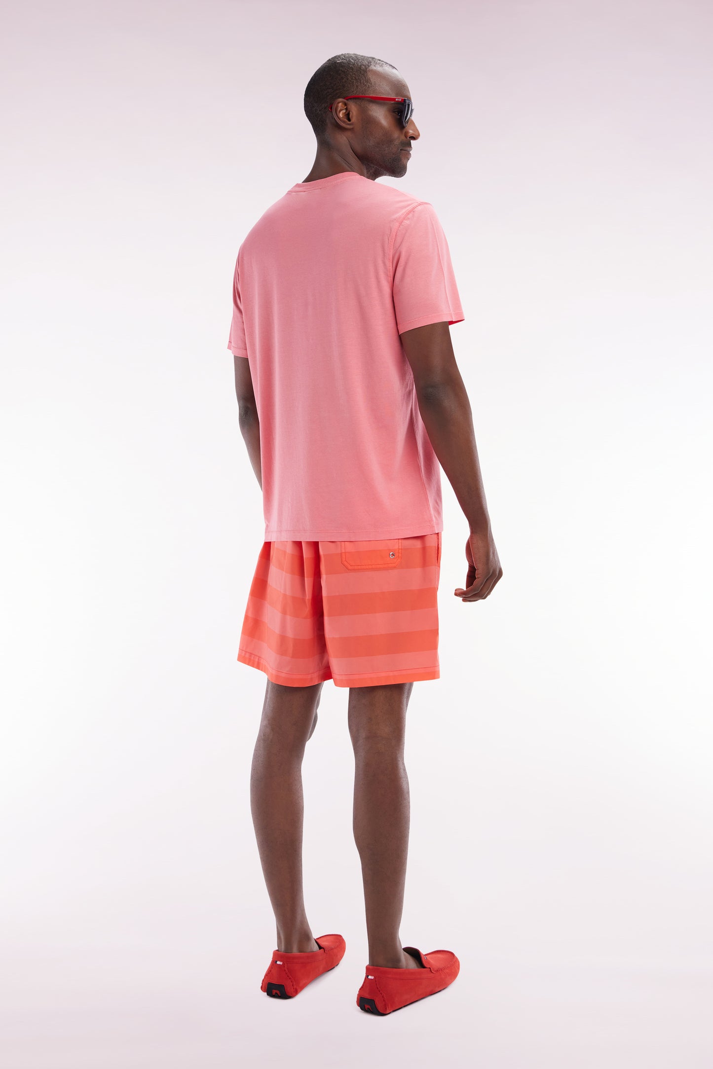 Coral striped swimsuit