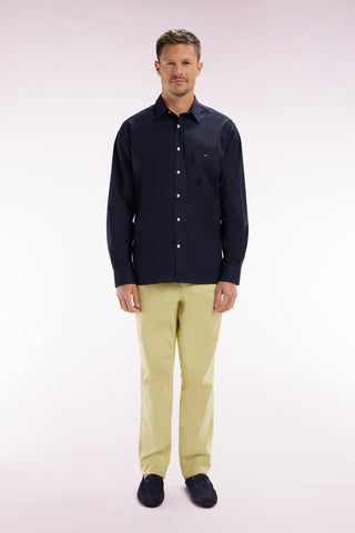 Ivory straight-cut stretch cotton pleat-free chinos