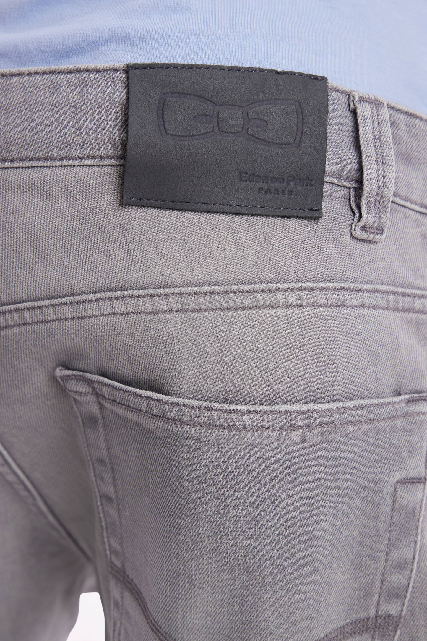 Straight cut stone bleach light grey stretch denim 5-pocket jeans