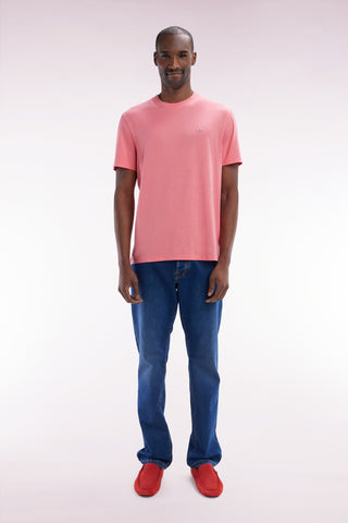 Straight-cut raw blue stretch denim 5-pocket jeans