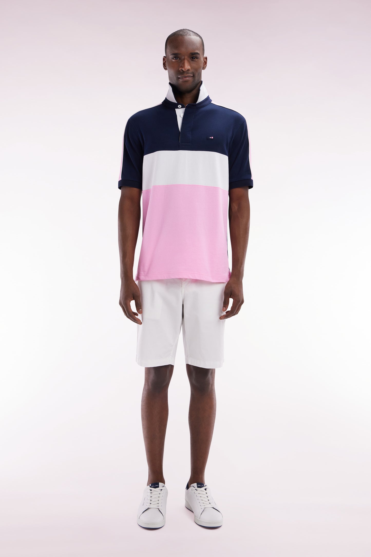 White straight-cut stretch cotton chino Bermuda shorts