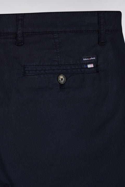 Navy straight-cut stretch cotton chino Bermuda shorts - Image 2