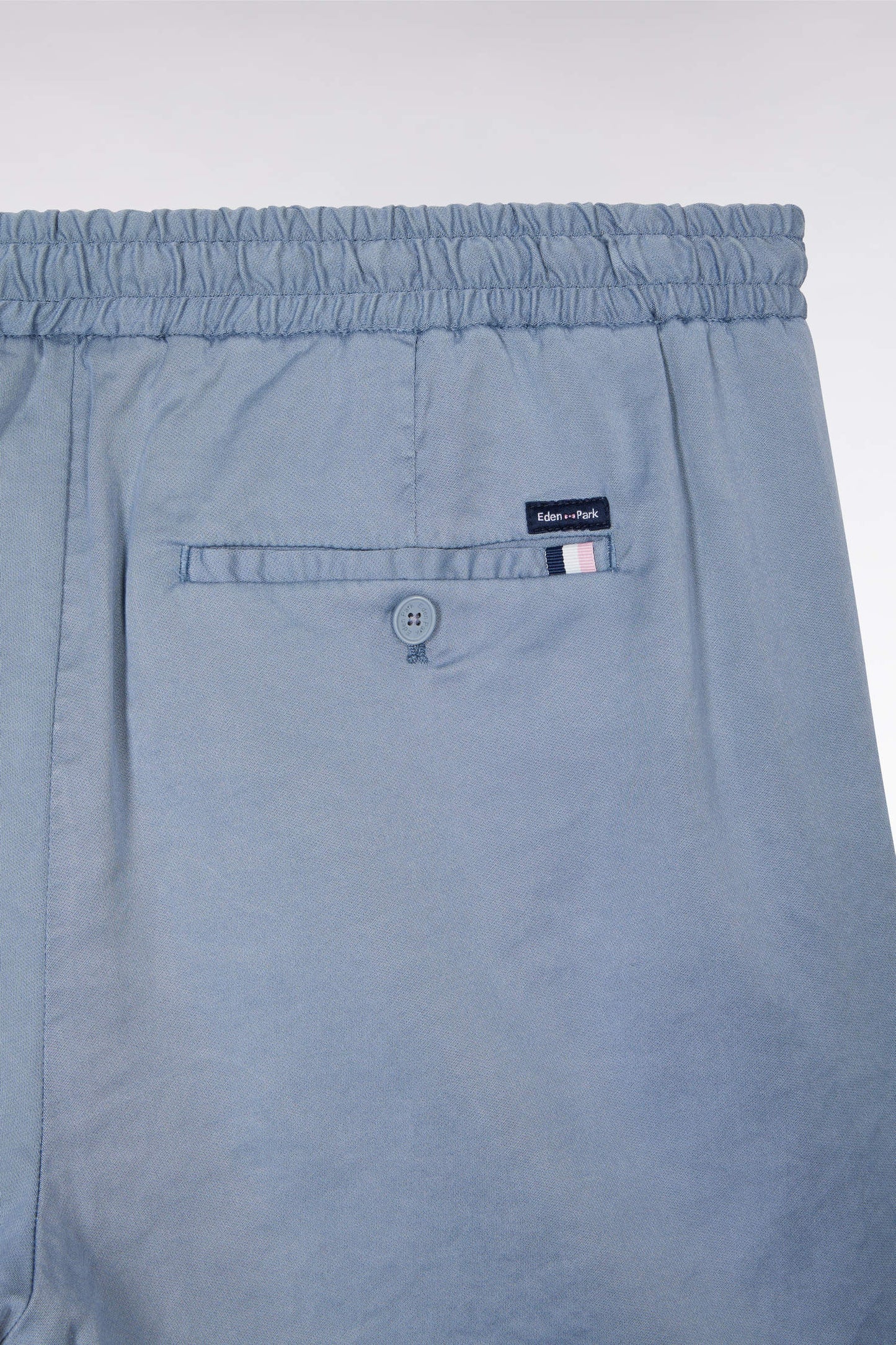 Elasticated waistband grey Bermuda shorts in lyocell and stretch cotton