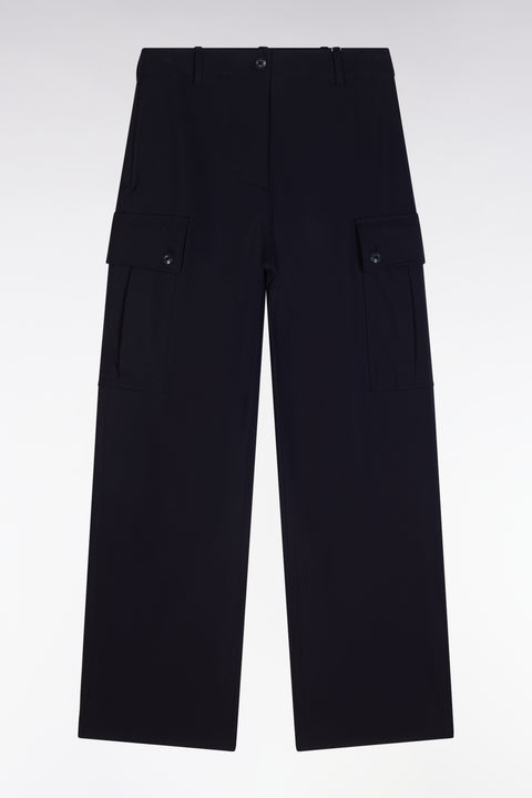 Cargo trousers in navy technical stretch crepe - Image 1