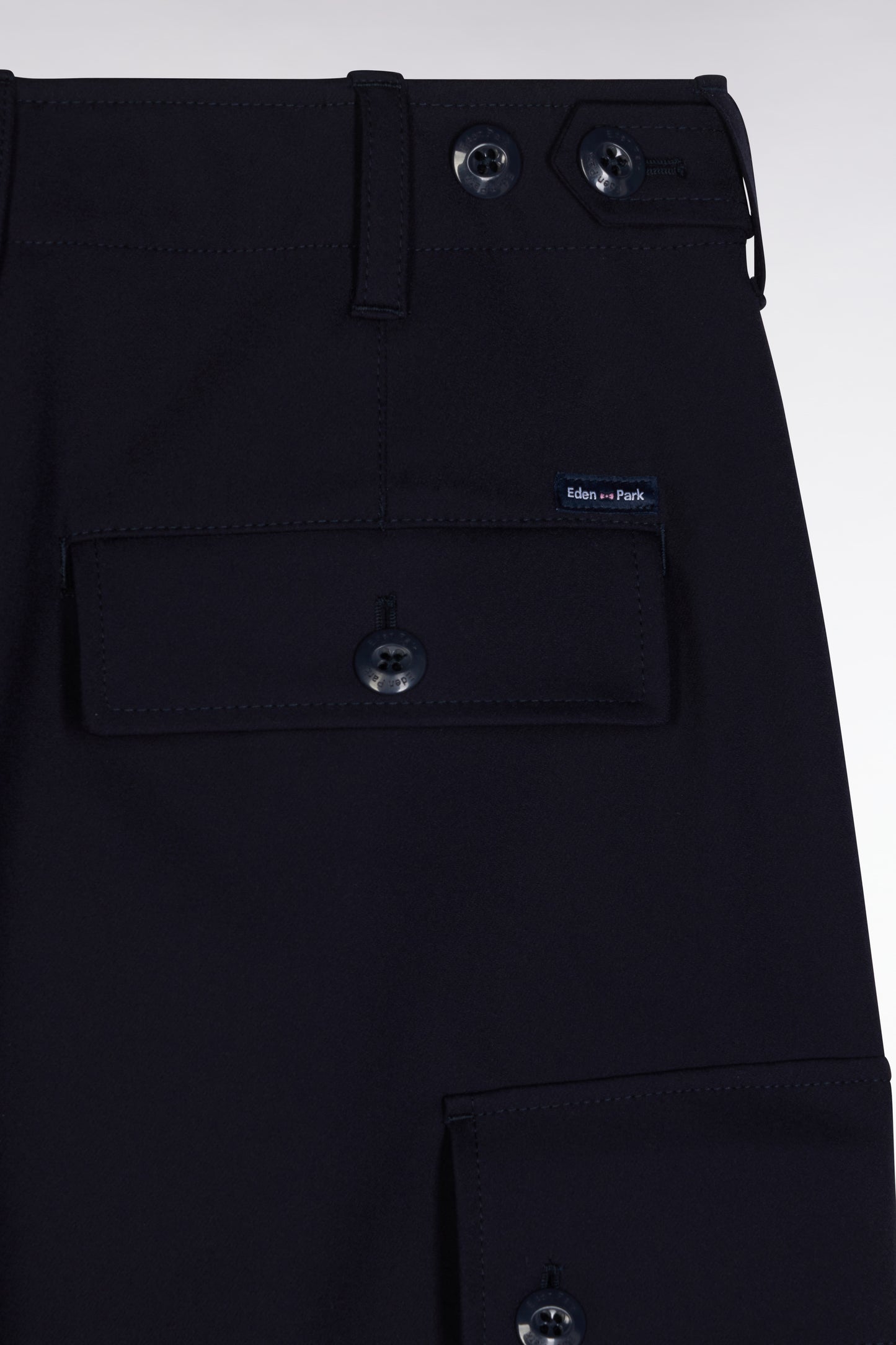 Cargo trousers in navy technical stretch crepe