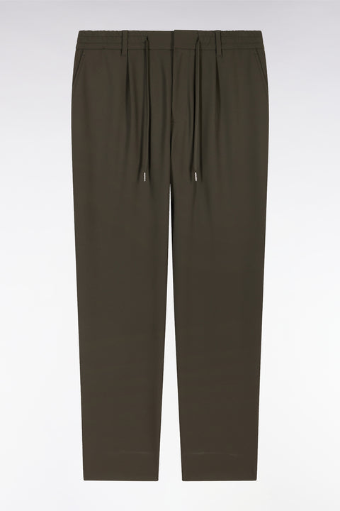 Khaki elastic waistband pants - Image 2