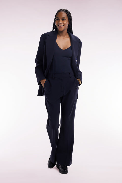 Straight cut navy virgin wool trousers - Image 1