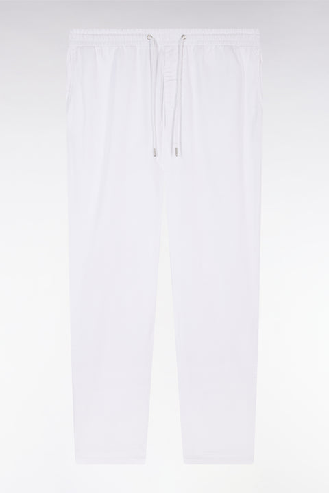 Elastic chinos in white stretch cotton - lyocell blend - Image 1