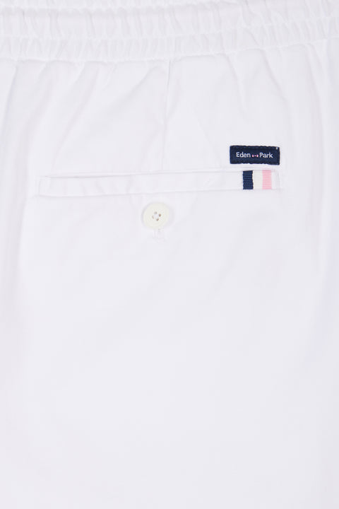 Elastic chinos in white stretch cotton - lyocell blend - Image 2