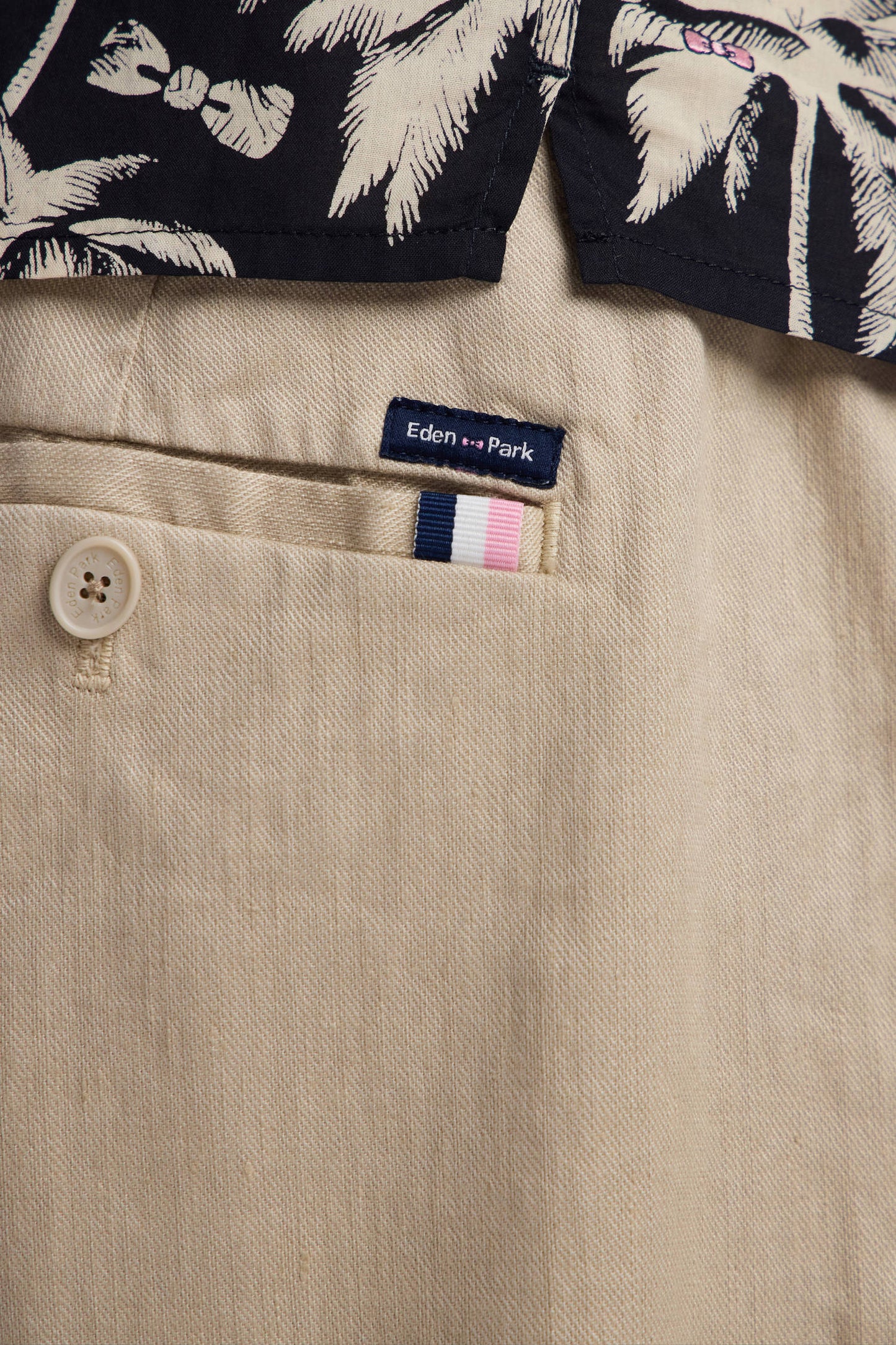 Flowing elastic trousers in beige stretch linen - cotton blend