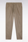 Flowing elastic trousers in brown stretch linen - cotton blend