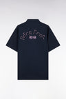 Straight short-sleeved shirt in navy cotton with Eden Park embroidery