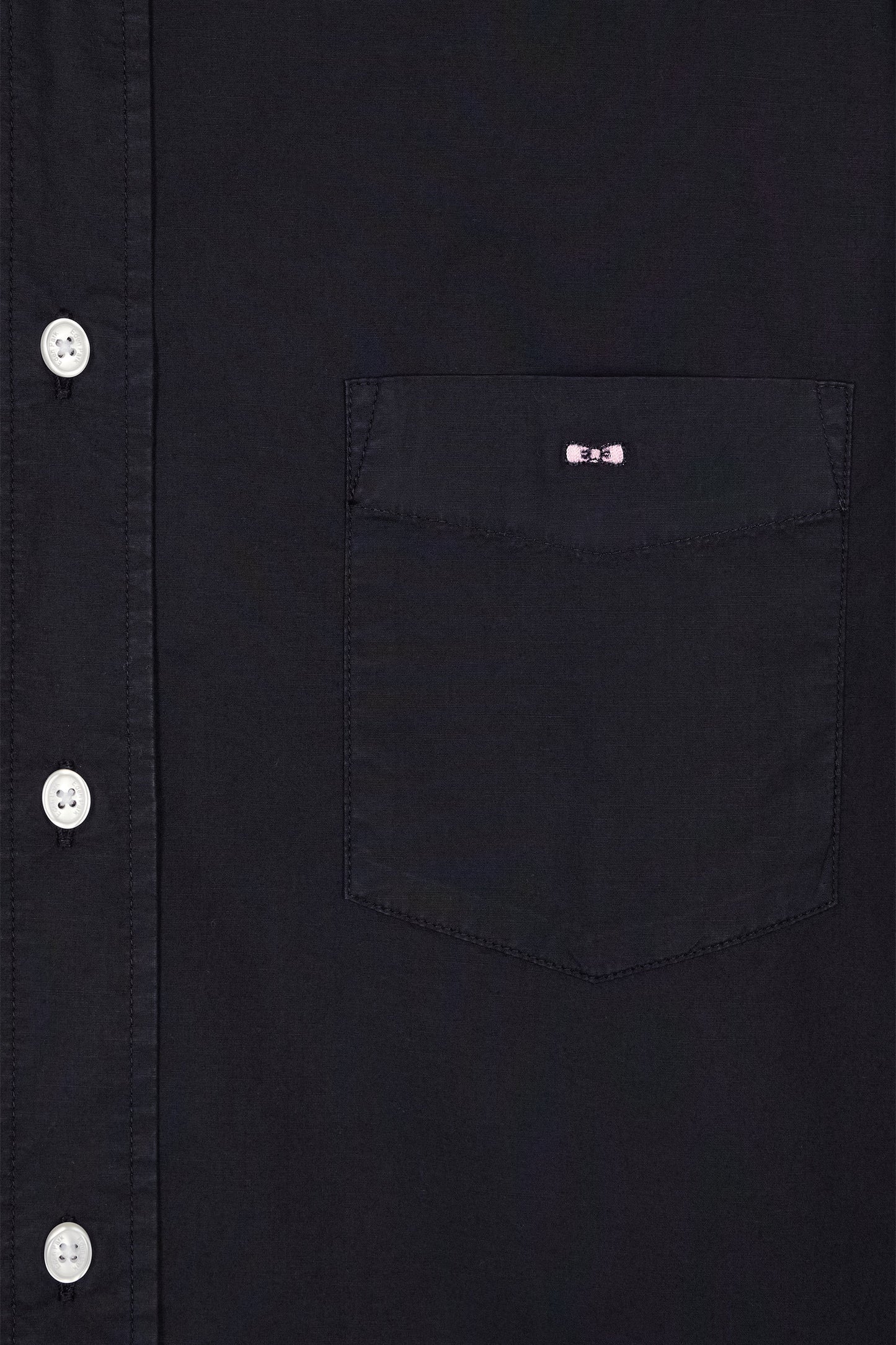 Straight-fit unisex shirt in navy stretch cotton and lyocell