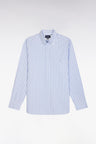 Straight-fit striped light grey cotton shirt