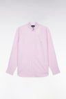 Straight-fit striped pink cotton shirt