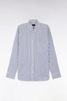 Straight-fit striped blue cotton shirt