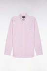Straight-fit striped pink cotton shirt