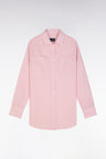 Oversized pink linen shirt with patch pockets
