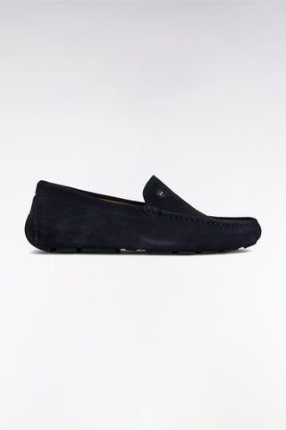 Black suede leather loafers