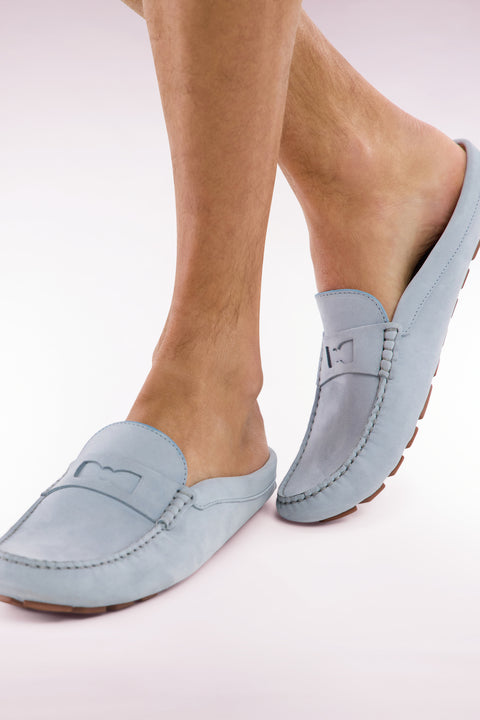 Light grey suede slipper loafers - Image 1