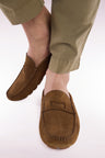 Khaki suede slipper loafers