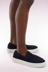 Loafers with sneakers soles in navy suede leather
