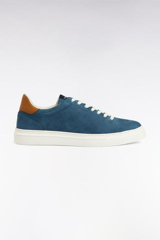 Blue-grey leather low-top sneakers