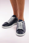 Black leather low-top sneakers